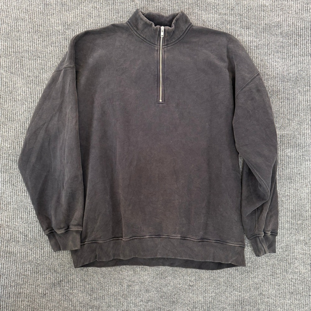 Abercrombie & Fitch Essentials Quarter Zip Sweatshirt XXL Tall Faded Black EUC
